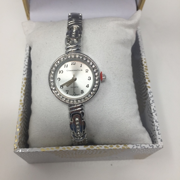 Charter Club Jewelry - Charter Club Silver-Tone Rhinestone Women's Watch